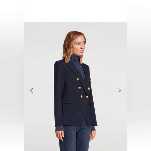 Veronica Beard Miller Dickey navy blue blazer jacket gold 0 - Picture 2 of 3